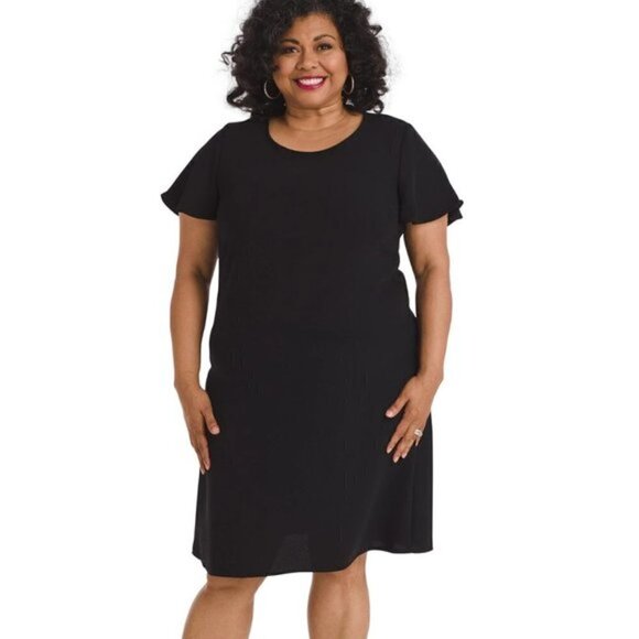C'est Nous by Shoshanna Black Flutter Sleeve Shift Dress, Size 1X - Picture 1 of 8